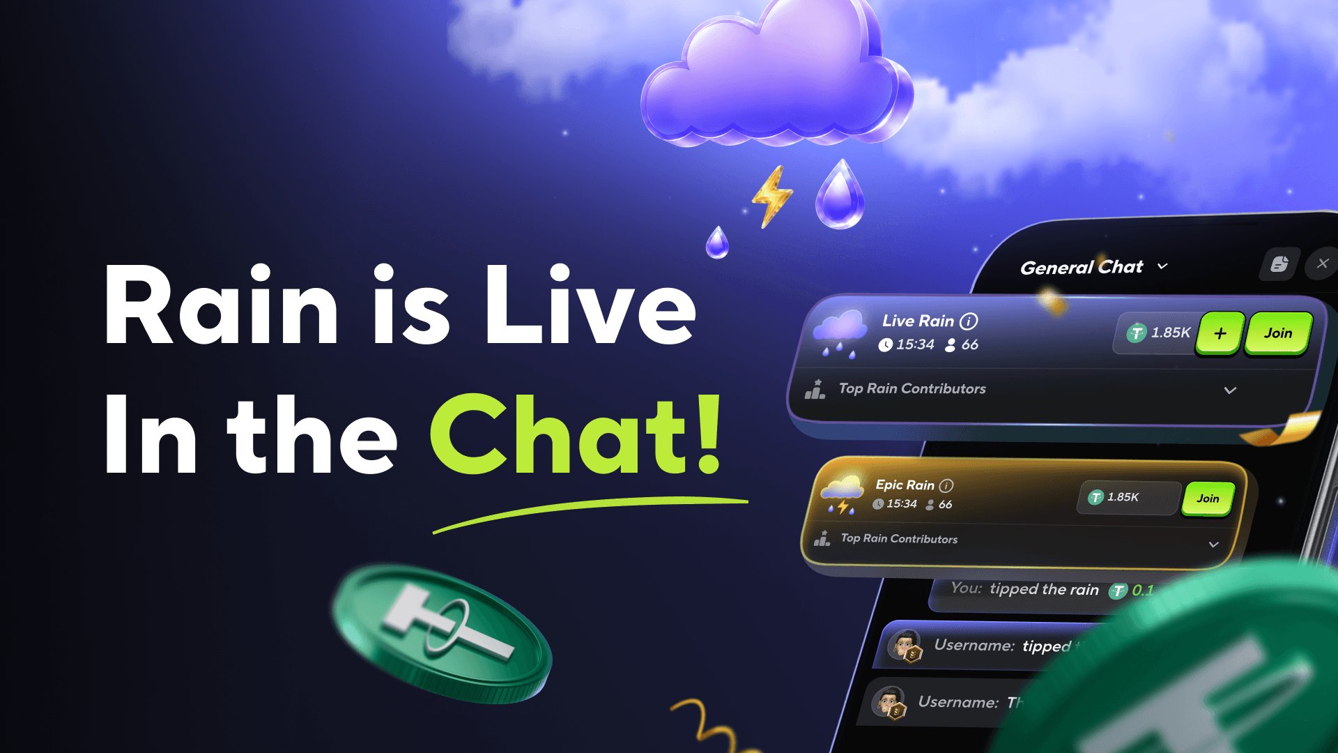 Live Chat Rain — Catch USDT Right in the Chat